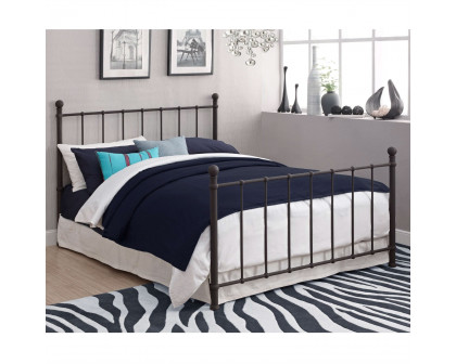 FaFurn - Full Size Platform Bed Frame with Headboard and Footboard in Dark Bronze, Metal