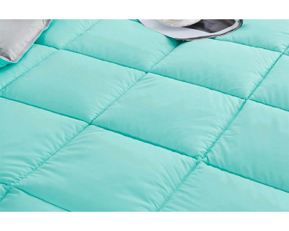 FaFurn Traditional Microfiber Reversible 3 Piece Comforter Set - Aqua/Gray, Twin/Twin XL Size