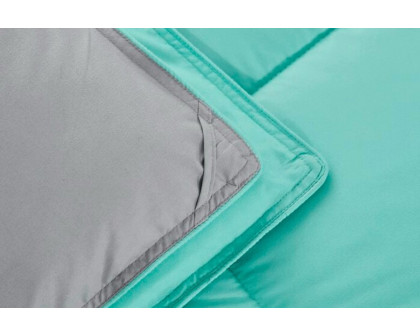 FaFurn Traditional Microfiber Reversible 3 Piece Comforter Set - Aqua/Gray, Twin/Twin XL Size