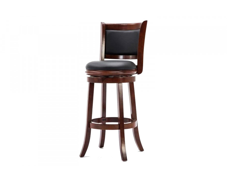 FaFurn - Solid Wood Bar Stool with Faux Leather Swivel Seat