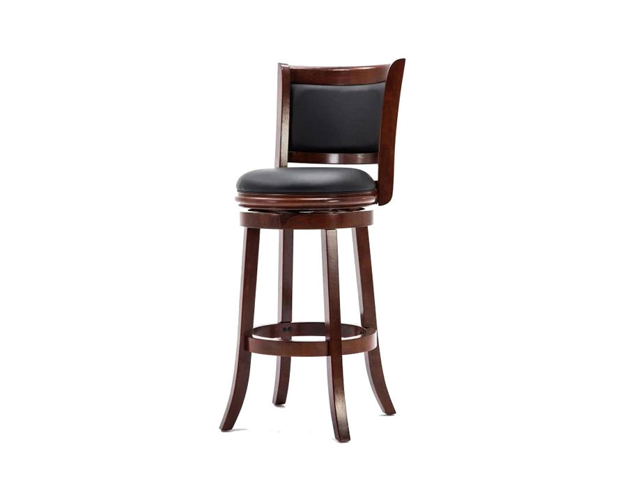 FaFurn 29-Inch Solid Wood Bar Stool with Faux Leather Swivel Seat - Cherry