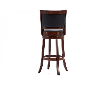 FaFurn - Solid Wood Bar Stool with Faux Leather Swivel Seat