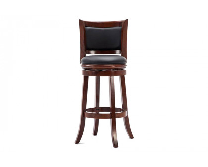 FaFurn 29-Inch Solid Wood Bar Stool with Faux Leather Swivel Seat - Cherry