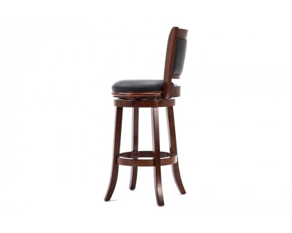 FaFurn 29-Inch Solid Wood Bar Stool with Faux Leather Swivel Seat - Cherry