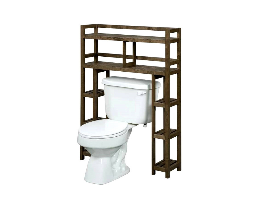 FaFurn Solid Wood Over The Toilet Bathroom Storage Unit - Medium Brown