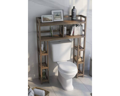 FaFurn Solid Wood Over The Toilet Bathroom Storage Unit - Medium Brown