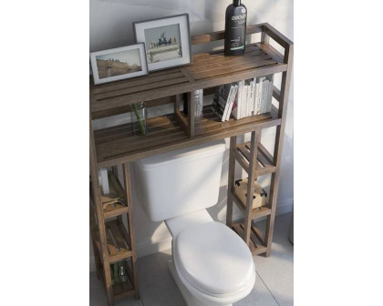 FaFurn Solid Wood Over The Toilet Bathroom Storage Unit - Medium Brown