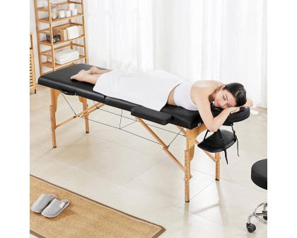 FaFurn - Adjustable Massage Folding Table in Black