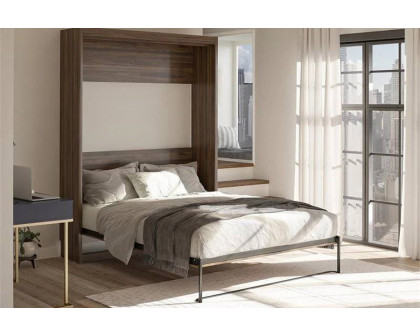 FaFurn Murphy Bed Space Saving Wall Bed Frame - Walnut, Queen Size