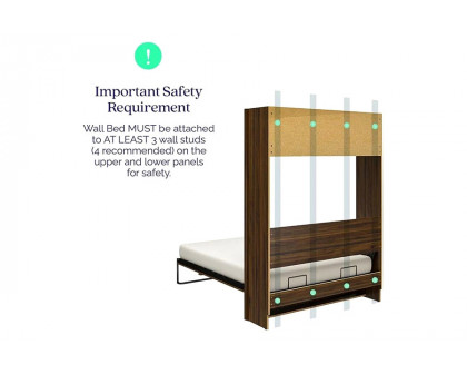 FaFurn Murphy Bed Space Saving Wall Bed Frame - Walnut, Queen Size