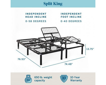 FaFurn - Adjustable King Size Split Bed Base with Remote