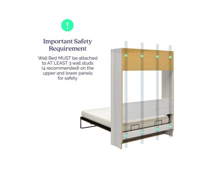 FaFurn™ Murphy Bed Space Saving Wall Bed Frame - Ivory Oak, Queen Size