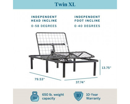 FaFurn Adjustable Incline Twin XL Size Bed Base with Remote