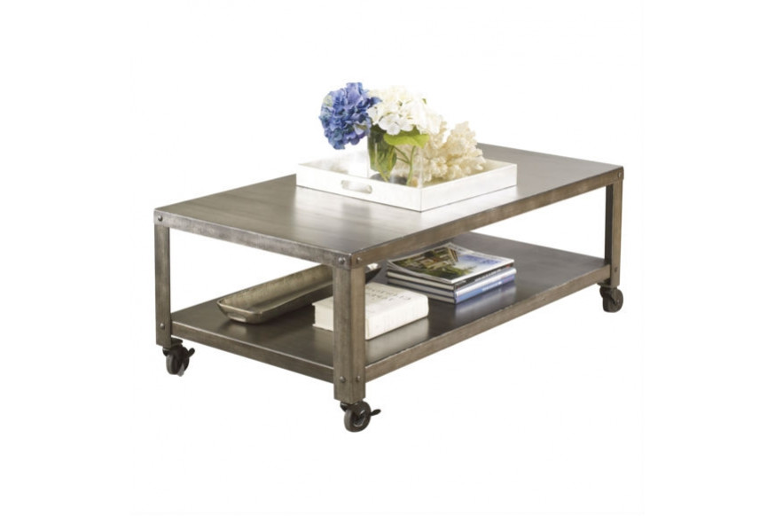 FaFurn™ Modern Coffee Table with Locking Caster Wheels - Metal