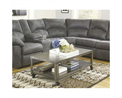 FaFurn™ Modern Coffee Table with Locking Caster Wheels - Metal