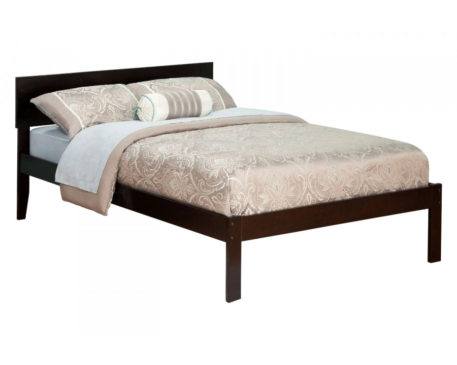 FaFurn - Full Size Platform Bed with Headboard in Espresso Wood Finish