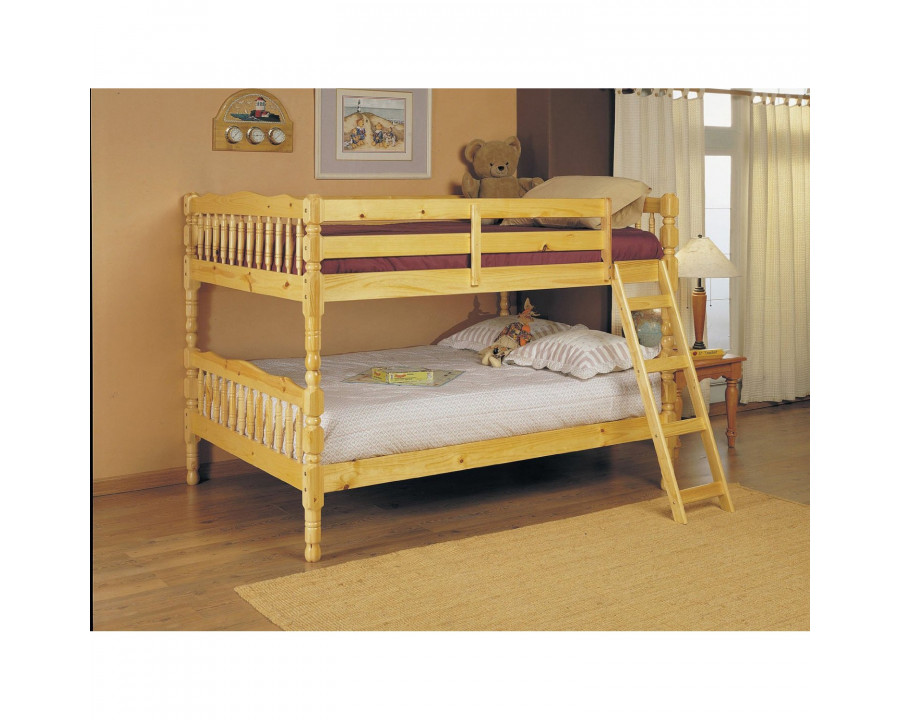 FaFurn - Full Size Bunk Bed with Ladder in Natural Light, Wood