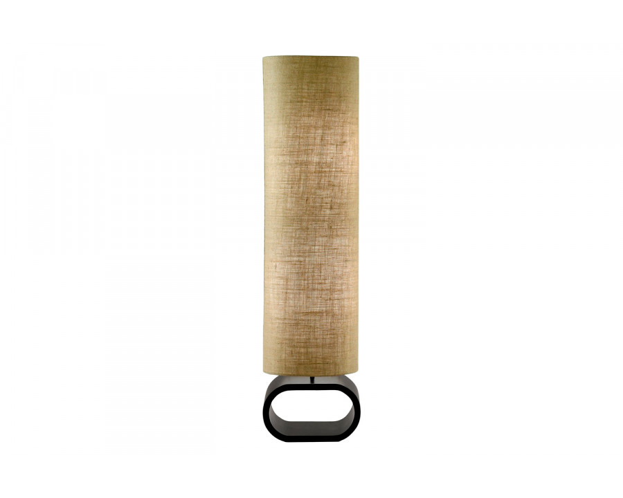 FaFurn - Cylinder Shape Medium Brown Burlap Floor Lamp with Bent Wood Base