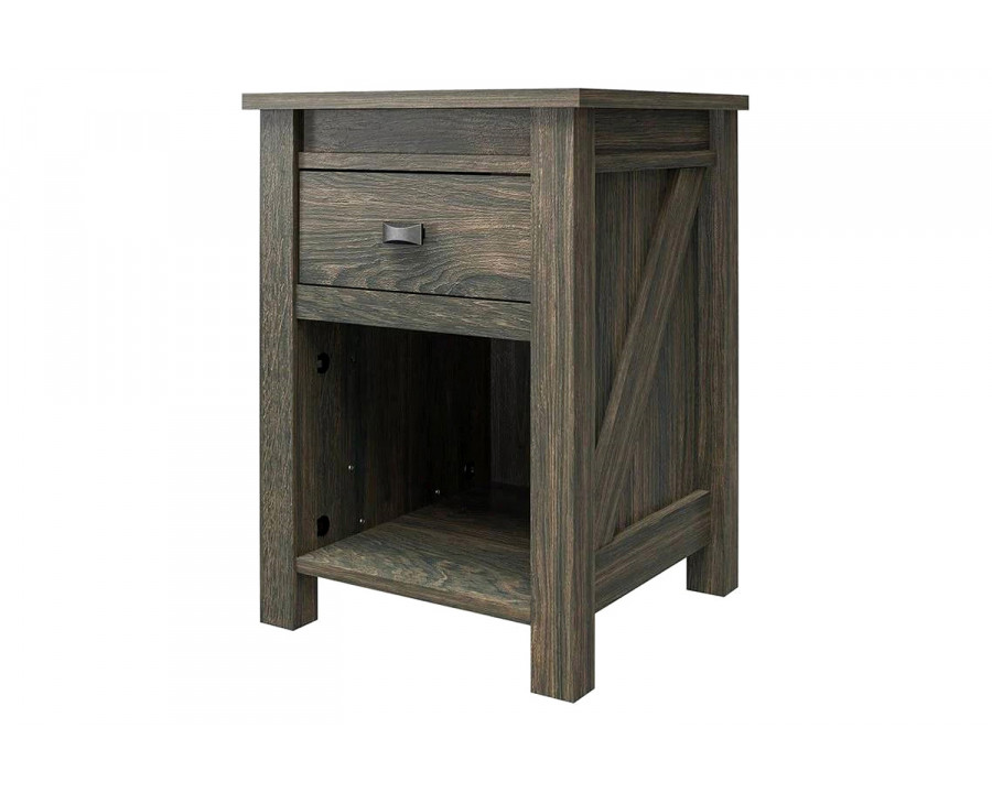 FaFurn - Farmhouse 1-Drawer Bedroom Nightstand with Open Shelf