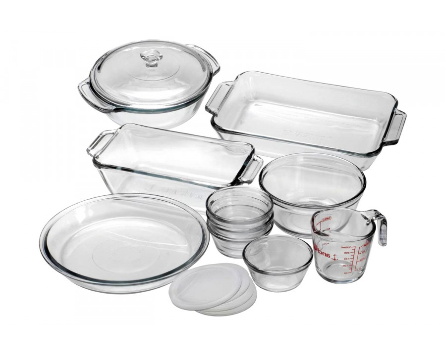 FaFurn - 15-Piece Glass Bakeware Food Storage Set with 4 Ramekins and Measuring Cup