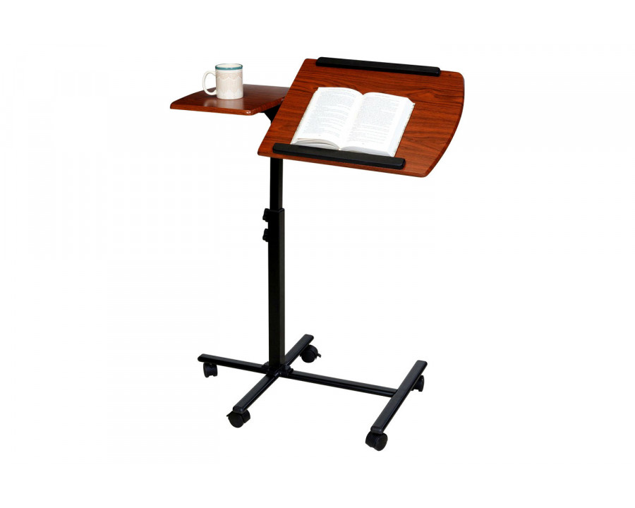 FaFurn - Adjustable Height Laptop Cart Computer Desk in Cherry Finish