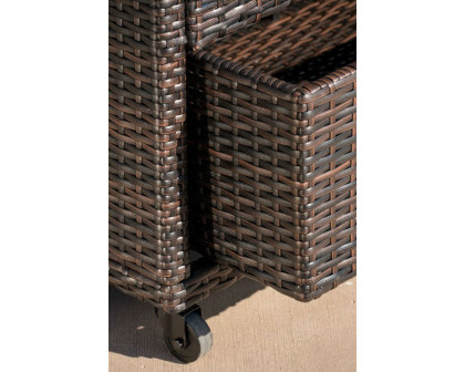 FaFurn - Outdoor Sturdy Resin Wicker Serving Bar Cart with Tray Brown Rattan