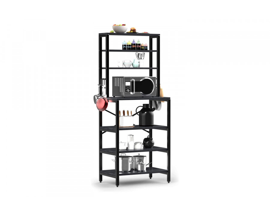 FaFurn Modern Metal Wood Kitchen Baker'S Rack Shelf Microwave Stand - Black