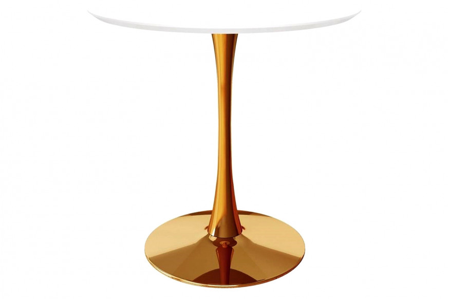 FaFurn™ Modern Classic 35-Inch Round Pedestal Dining Table - White/Gold