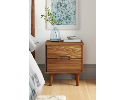 FaFurn Farmhouse 2 Drawer Solid Wood Nightstand - Medium Brown