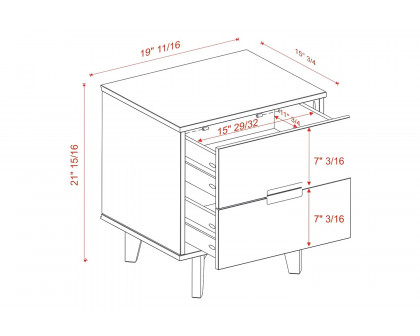 FaFurn Farmhouse 2 Drawer Solid Wood Nightstand - Medium Brown