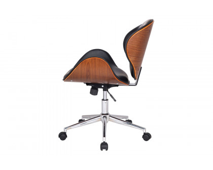 FaFurn Modern Classic Faux Leather Office Chair with Curved Seat - Light Walnut/Black