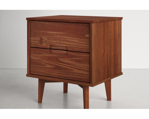 FaFurn Farmhouse 2 Drawer Solid Wood Nightstand - Walnut