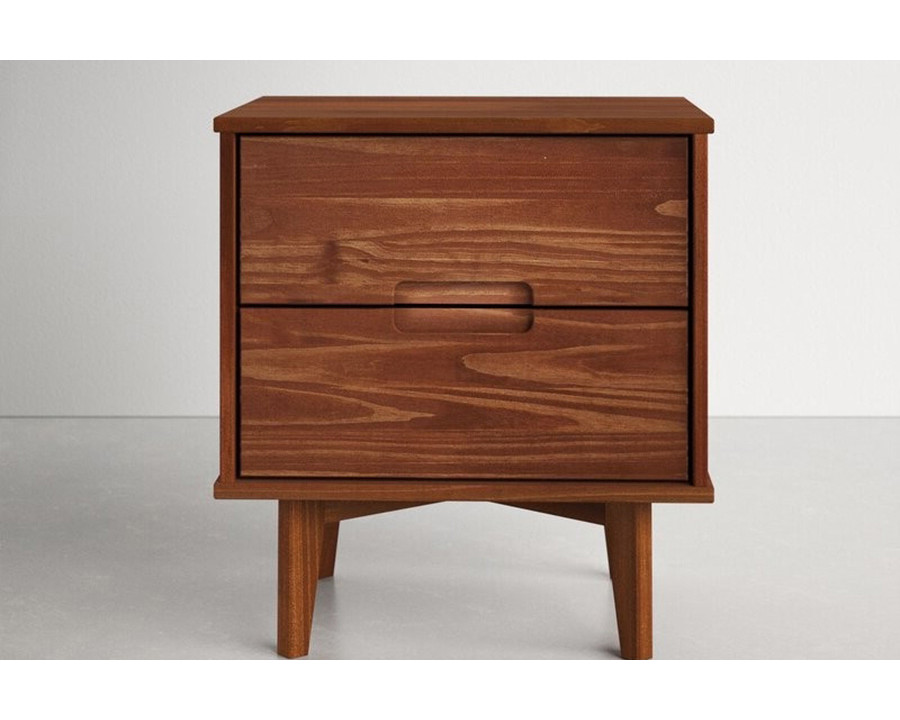 FaFurn Farmhouse 2 Drawer Solid Wood Nightstand - Walnut