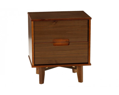 FaFurn Farmhouse 2 Drawer Solid Wood Nightstand - Walnut