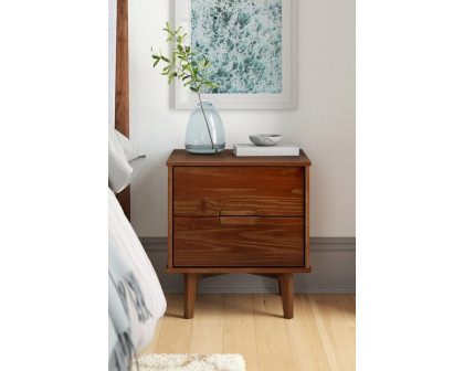 FaFurn Farmhouse 2 Drawer Solid Wood Nightstand - Walnut