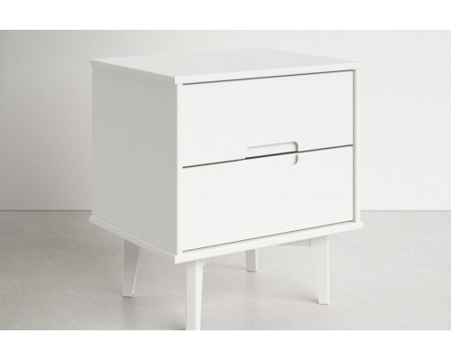 FaFurn Farmhouse 2 Drawer Solid Wood Nightstand - White