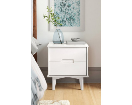 FaFurn Farmhouse 2 Drawer Solid Wood Nightstand - White