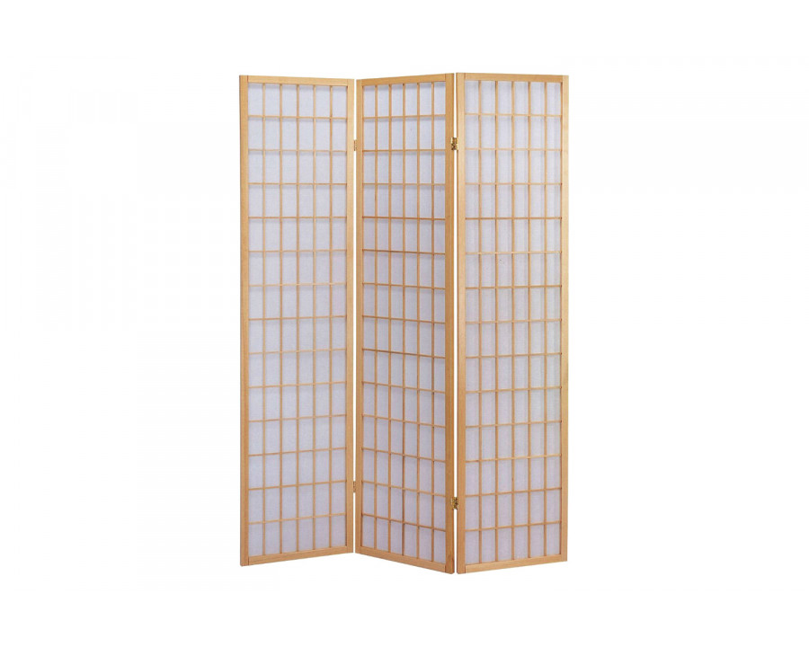 FaFurn - 3-Panel Wooden Room Divider Japanese Shoji Screen in Natural