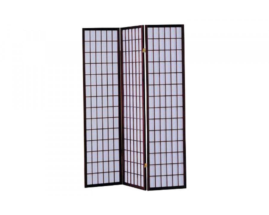 FaFurn - 3-Panel Room Divider Asian Style Privacy Screen in Cherry Wood Finish