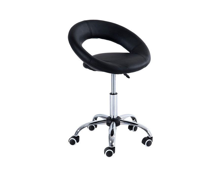 FaFurn - Black Saddle Adjustable Hydraulic Rolling Swivel Massage Salon Stool Chair