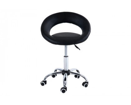 FaFurn - Black Saddle Adjustable Hydraulic Rolling Swivel Massage Salon Stool Chair