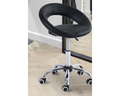 FaFurn - Black Saddle Adjustable Hydraulic Rolling Swivel Massage Salon Stool Chair