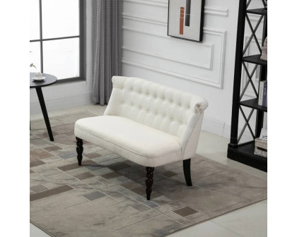 FaFurn Scandinavian 2 Seater Loveseat - Cream, Linen