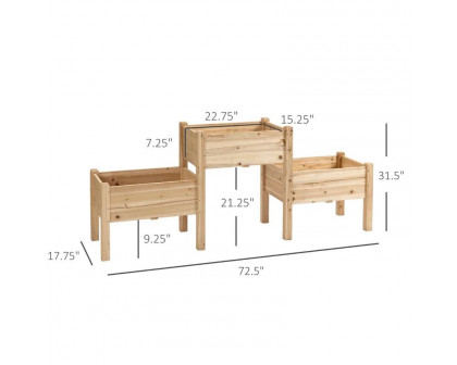 FaFurn Garden Bed Planter Box - Light Oak, Fir Wood