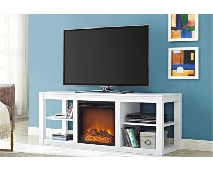 FaFurn Modern 2-In-1 Electric Fireplace TV Stand - White