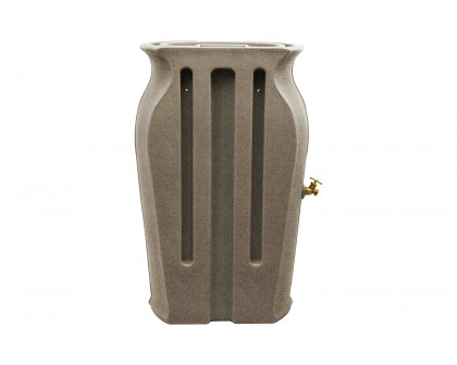 FaFurn 50-Gallon Plastic Urn Rain Barrel with Planter Top - Gray Sand