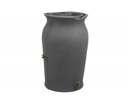 FaFurn 50-Gallon Plastic Urn Rain Barrel with Planter Top - Dark Gray