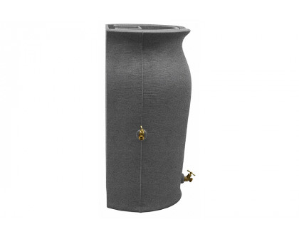 FaFurn 50-Gallon Plastic Urn Rain Barrel with Planter Top - Dark Gray