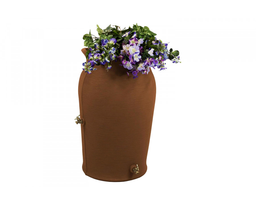 FaFurn - Terra Cotta 50-Gallon Plastic Urn Rain Barrel with Planter Top