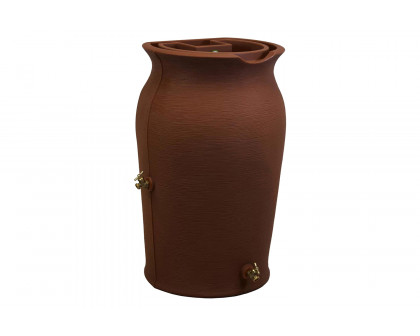 FaFurn - Terra Cotta 50-Gallon Plastic Urn Rain Barrel with Planter Top